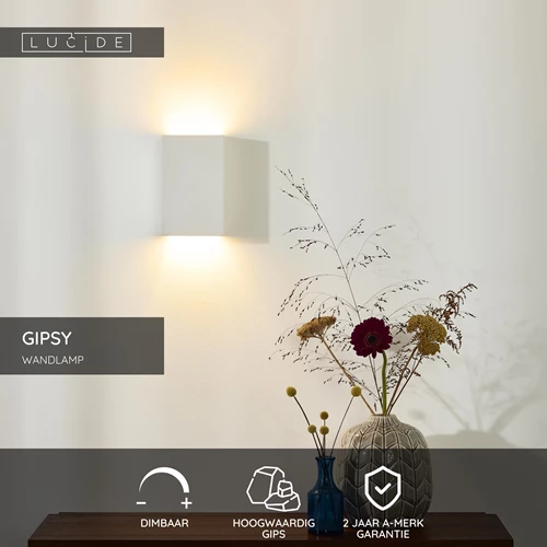 Lucide GIPSY - Wandlamp - 1xG9 - Wit - USP